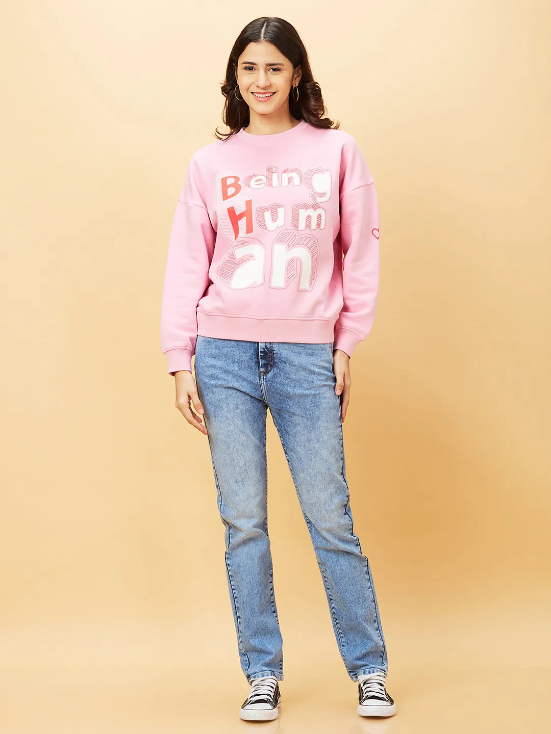 Womens-Top Sweatshirt Quartz Pink by Being Human Clothing