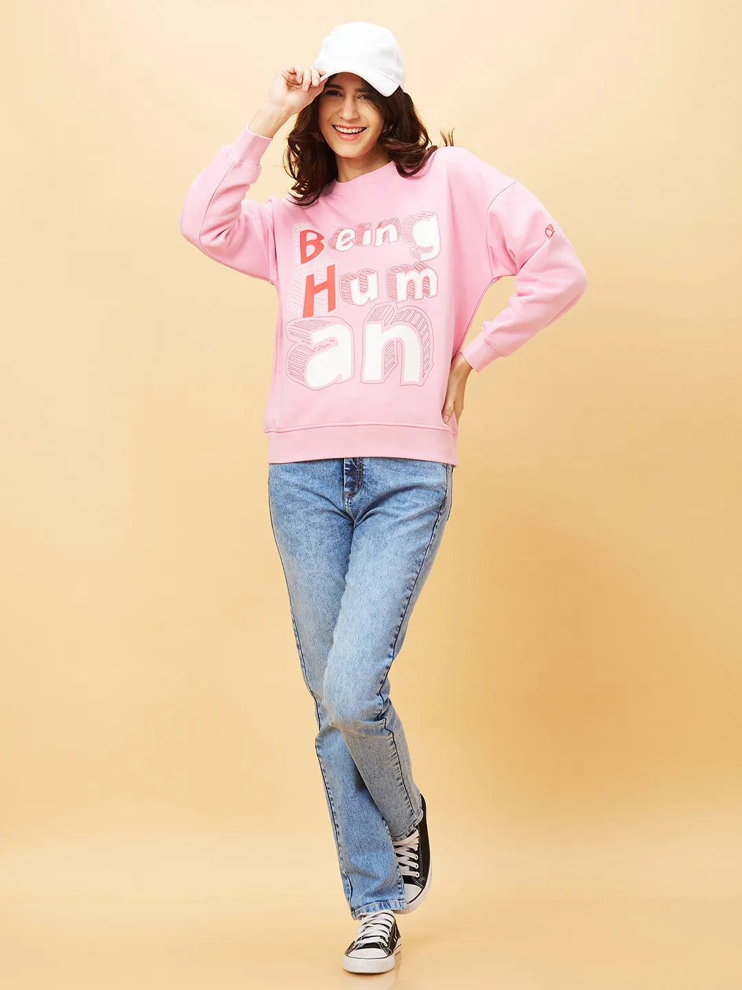 Womens-Top Sweatshirt Quartz Pink by Being Human Clothing