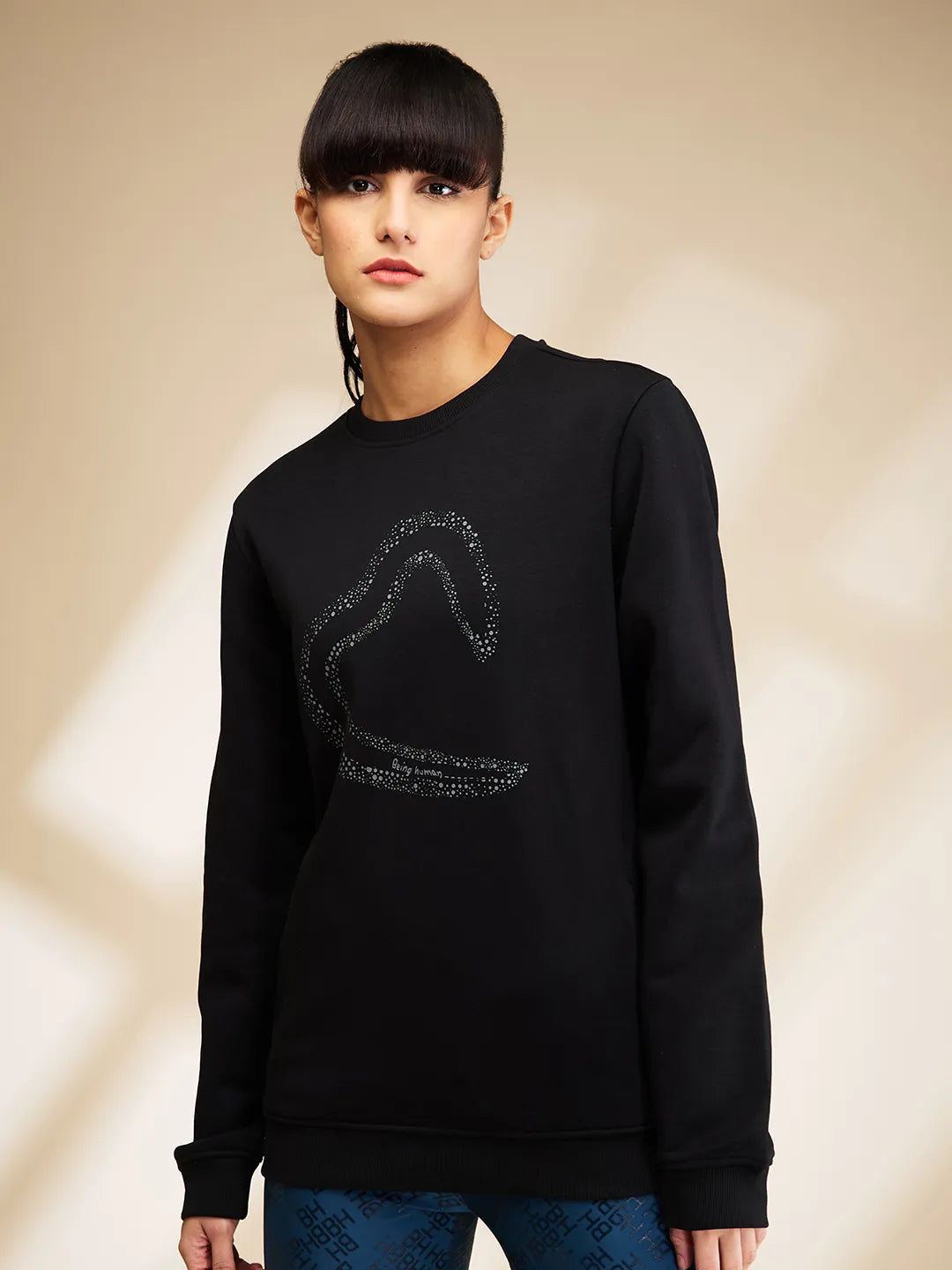 Womens-Top Sweatshirt Black by Being Human Clothing