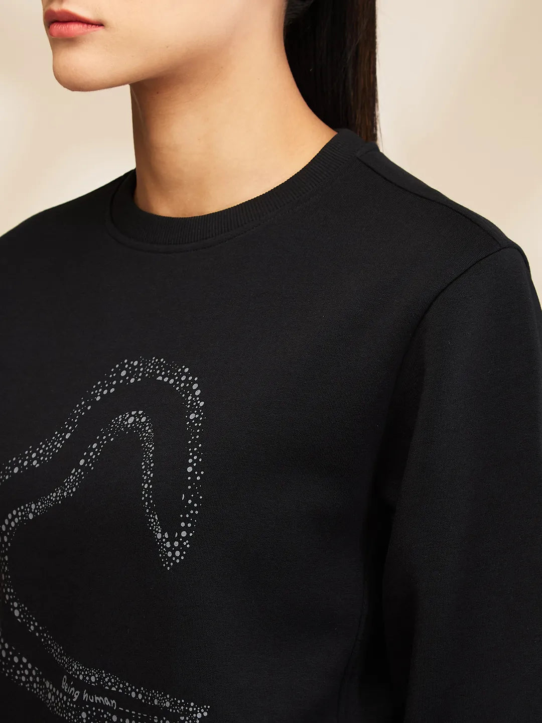 Womens-Top Sweatshirt Black by Being Human Clothing