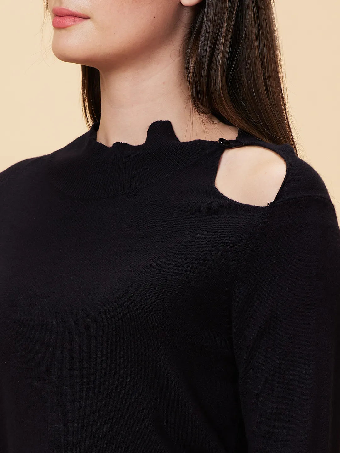 Black Slim Fit Women's Long Sleeve Sweater By Being Human Clothing