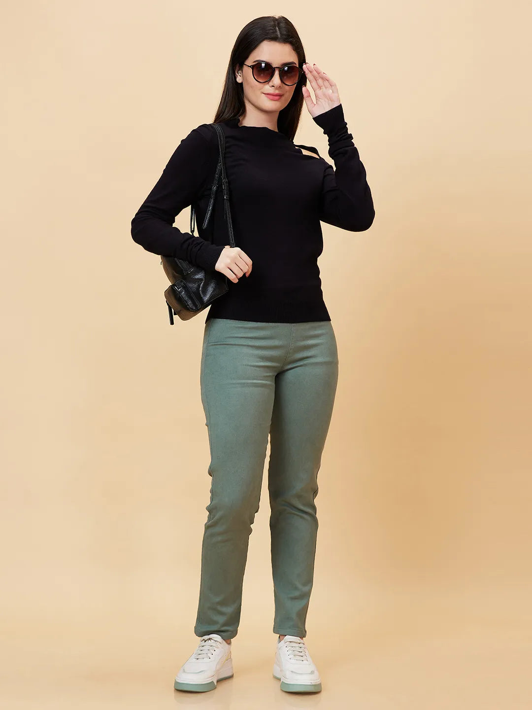 Black Slim Fit Women's Long Sleeve Sweater By Being Human Clothing