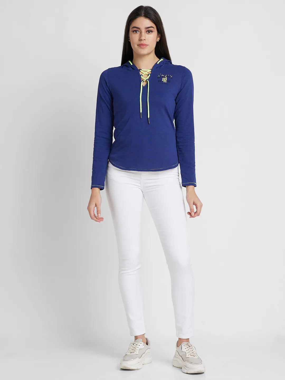 Being Human Clothing Women Easy Fit Hooded T-Shirts-Midnight Navy