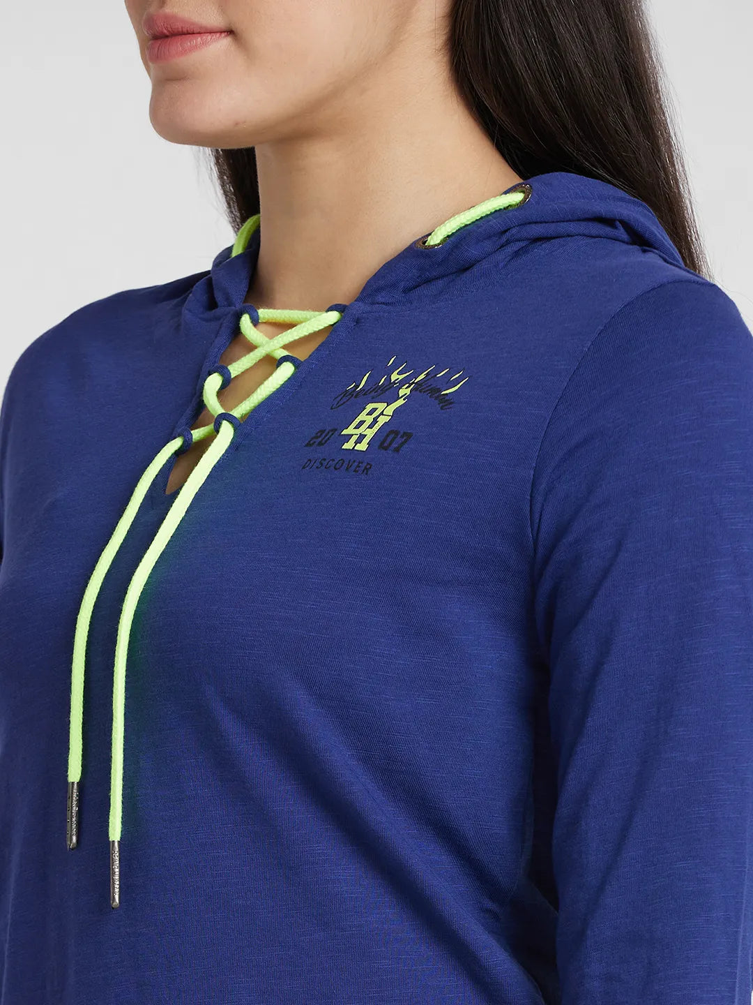 Being Human Clothing Women Easy Fit Hooded T-Shirts-Midnight Navy