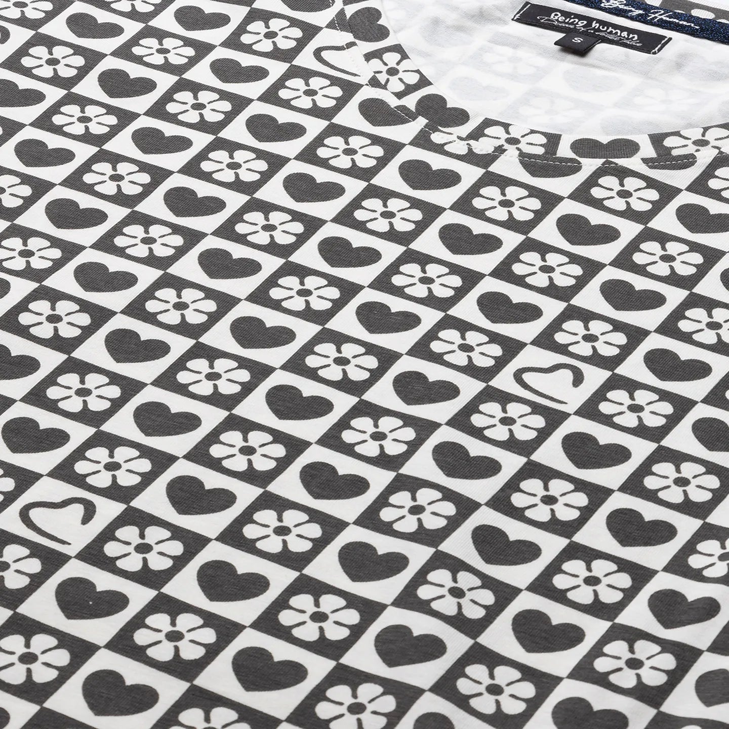 Being Human Clothing Crop Slim Fit  Women V-Neck T-Shirts-Charcoal & Antique White