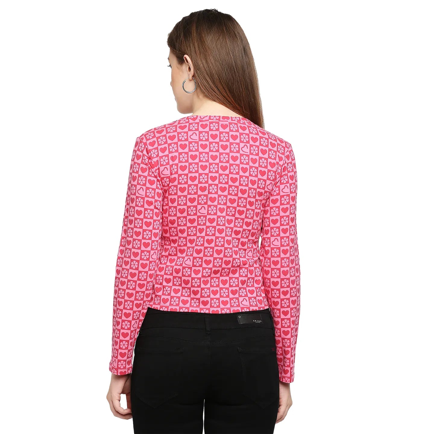 Being Human Clothing Easy Fit  Women V-Neck T-Shirts-Raspberry Wine & Pink