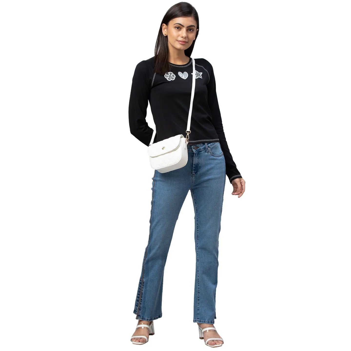 Being Human Clothing  Women Slim Fit Crew Neck Crop T-Shirts-Jet Black