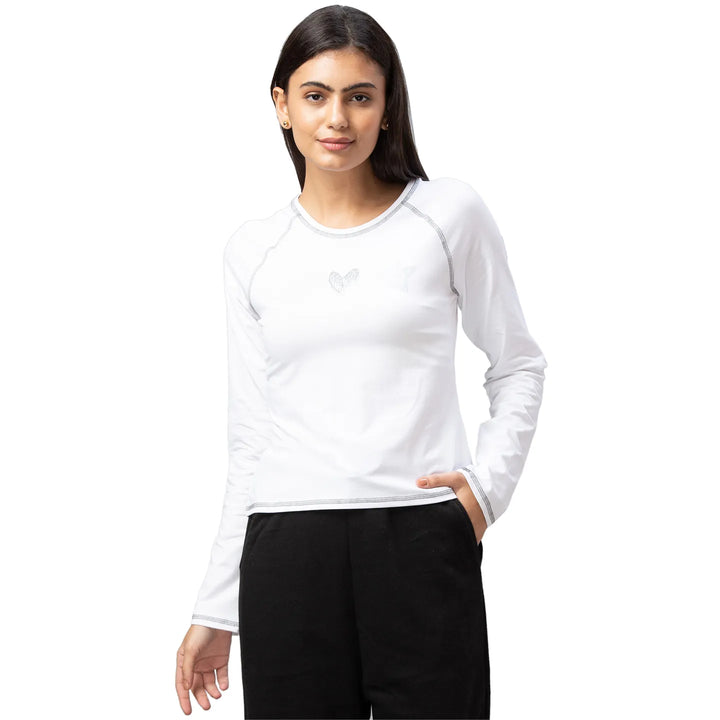 White Women's Cotton Long Sleeve T-shirt
