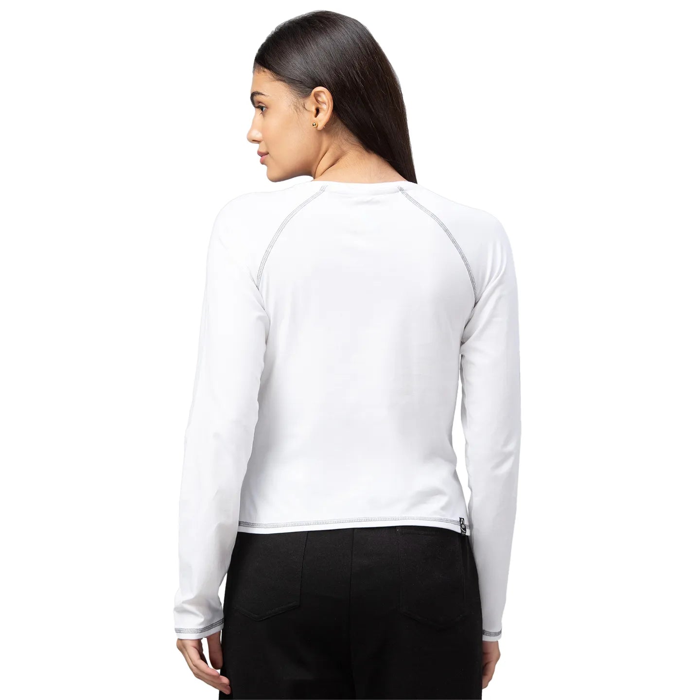 Being Human Clothing  Women Slim Fit Crew Neck Crop T-Shirts-White