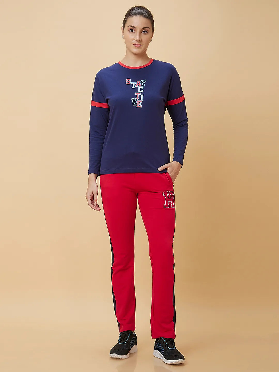 Being Human Clothing Women Regular Fit Crew Neck T-Shirts Navy