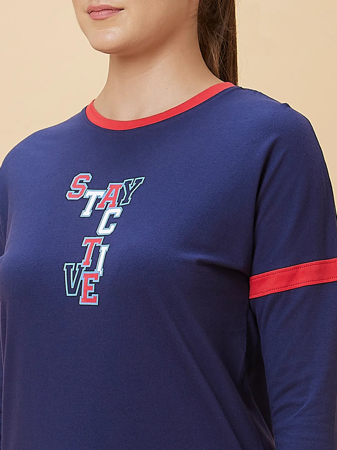 Being Human Clothing Women Regular Fit Crew Neck T-Shirts Navy