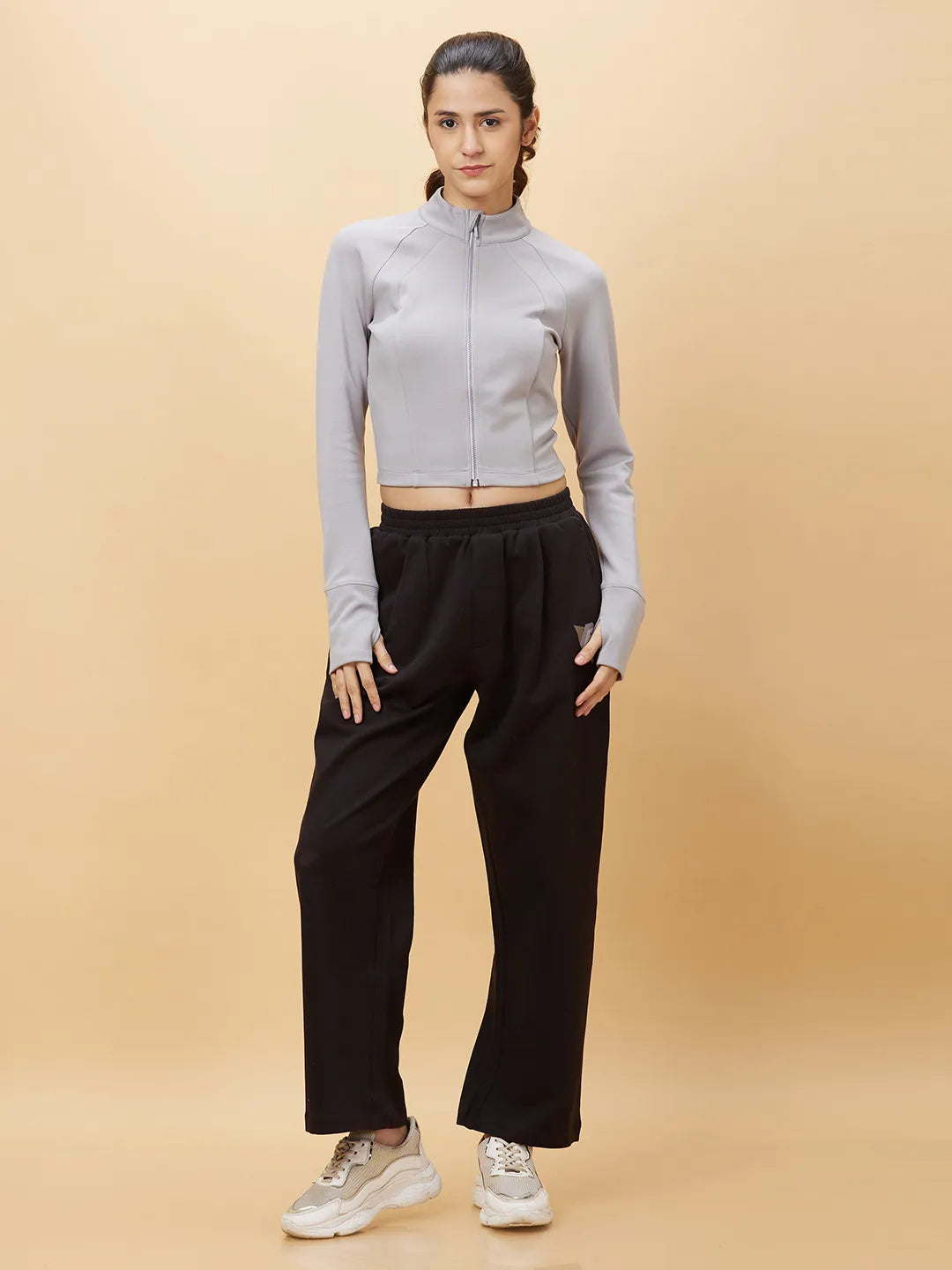 Grey Slim Fit Long Sleeve Women's T-Shirt By Being Human Clothing