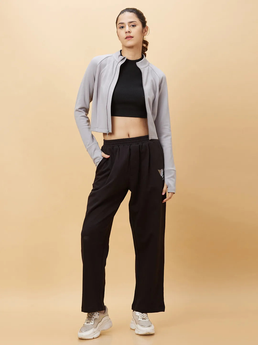 Grey Slim Fit Long Sleeve Women's T-Shirt By Being Human Clothing