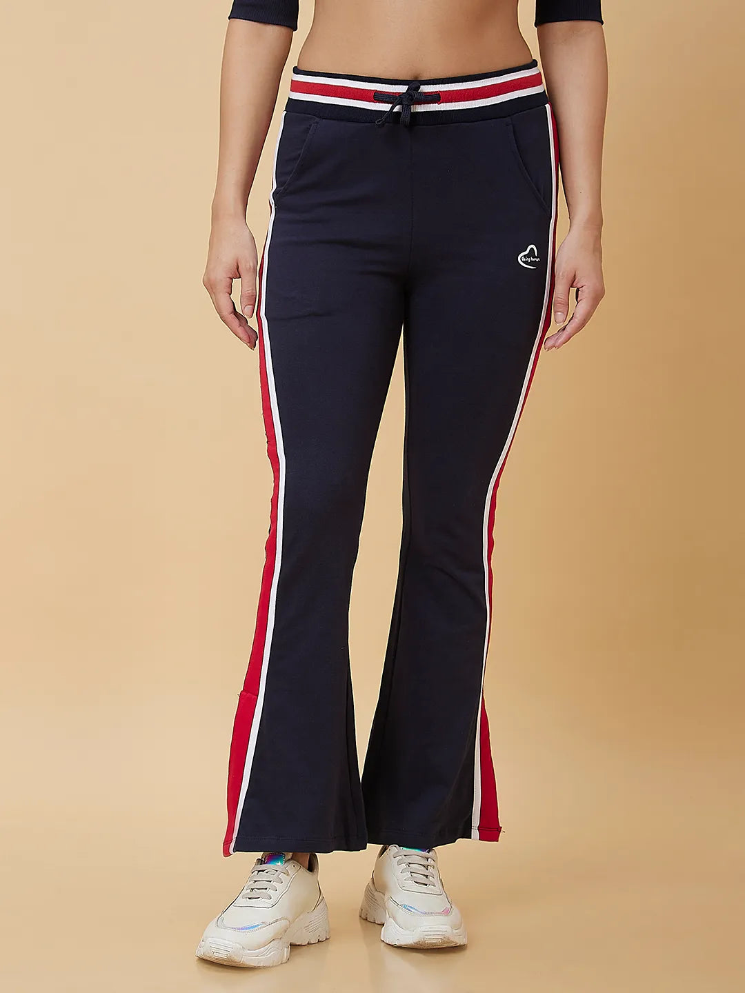 Blue Kick Flare Fit Cotton Women's Track Pants by Being Human Clothing