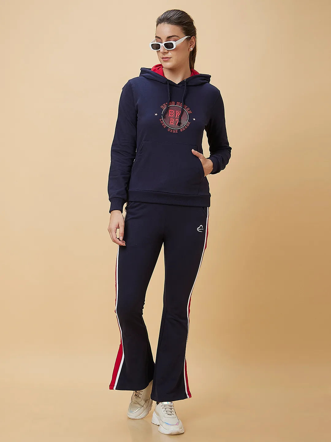 Blue Kick Flare Fit Cotton Women's Track Pants by Being Human Clothing