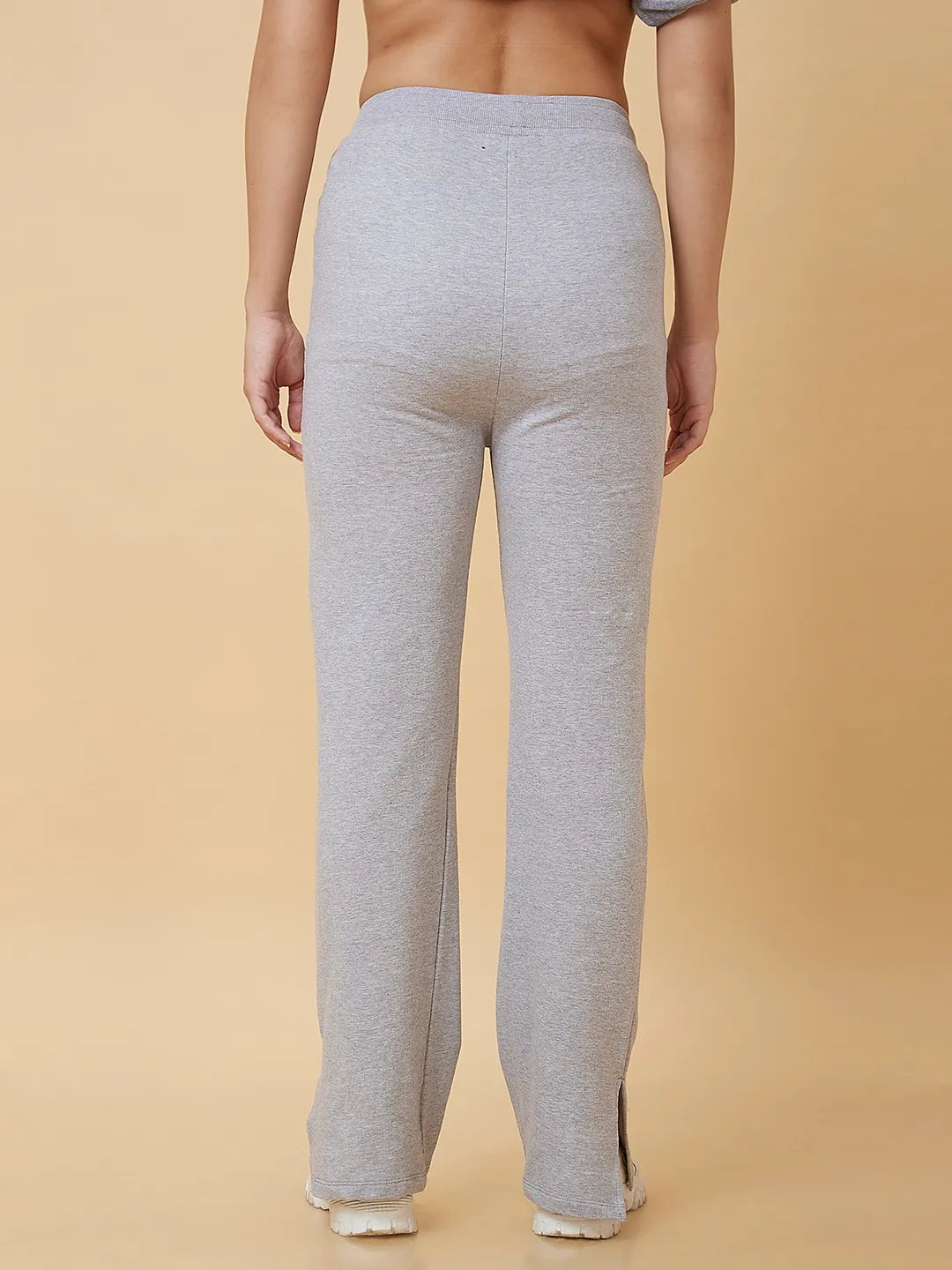 Grey Wide Leg Fit Women's Cotton Track Pants By Being Human Clothing