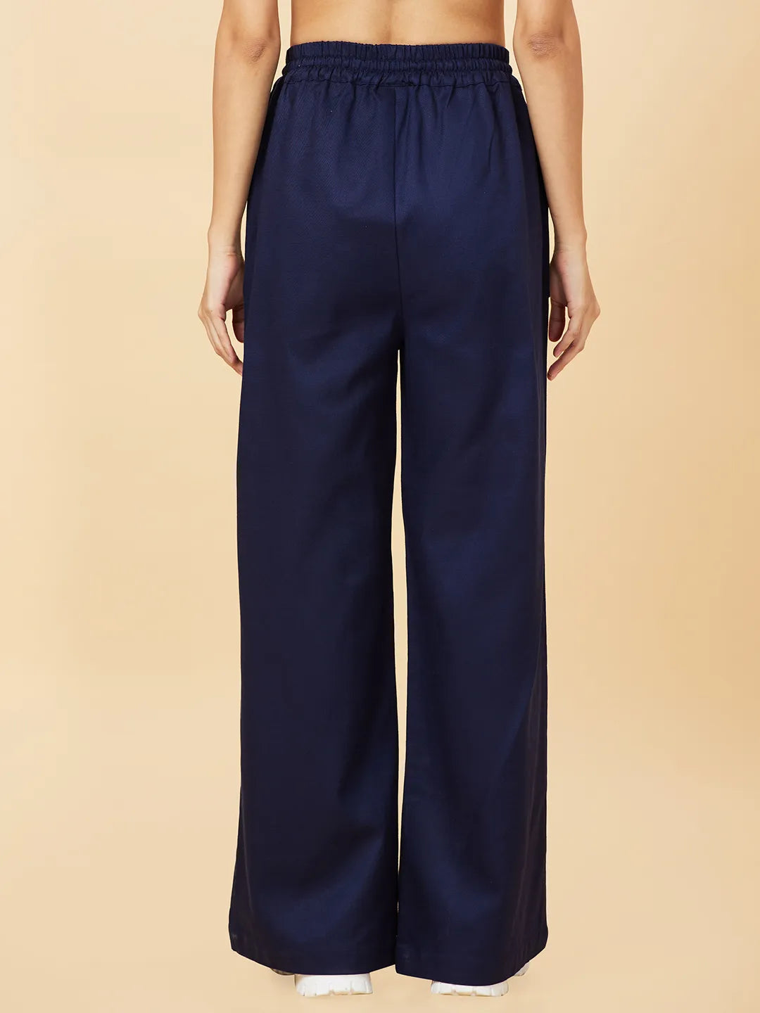 Blue Flared Regular Fit Women's Cotton Blend Track Pants By Being Human Clothing