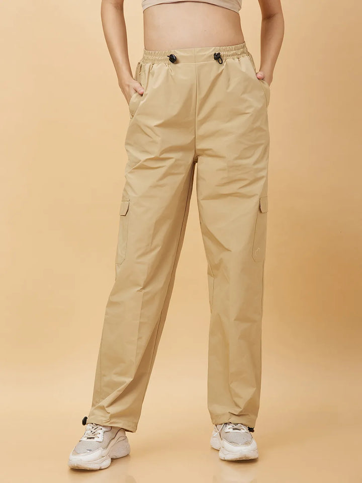 Beige Basic Fit Women's Track Pants
