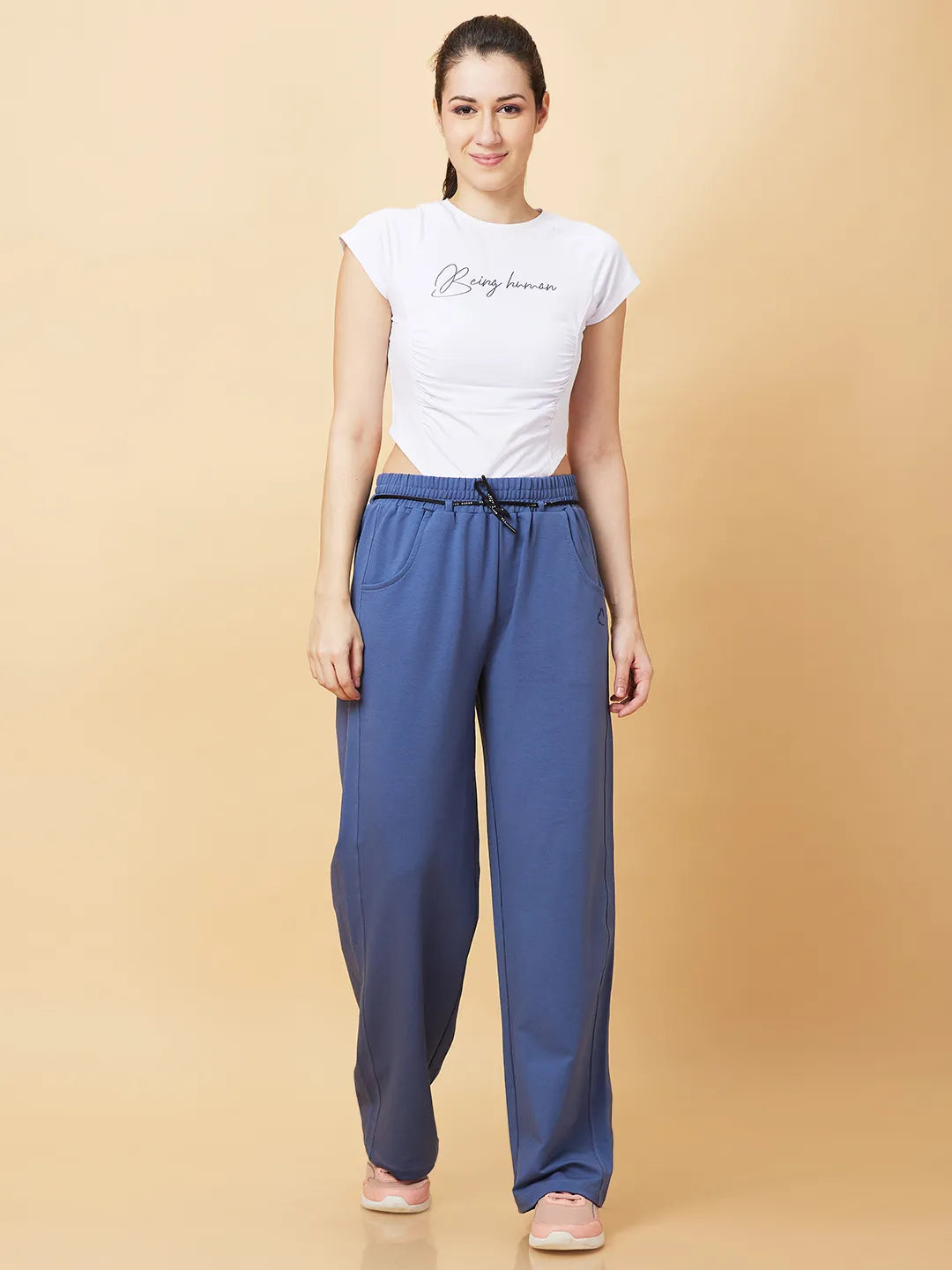 Being Human Clothing Womens-Bottom Track Pale Blue