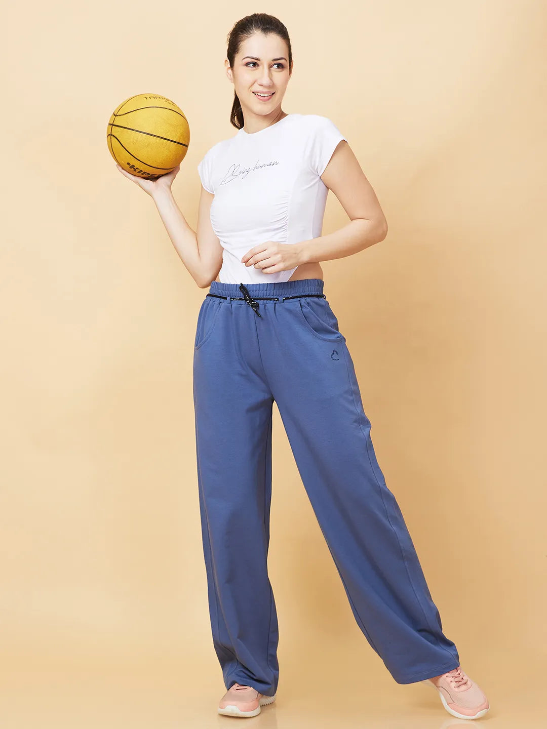 Being Human Clothing Womens-Bottom Track Pale Blue