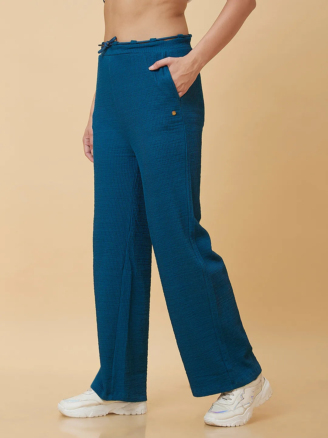 Being Human Clothing Women Wide Leg None Trousers Blue Coral