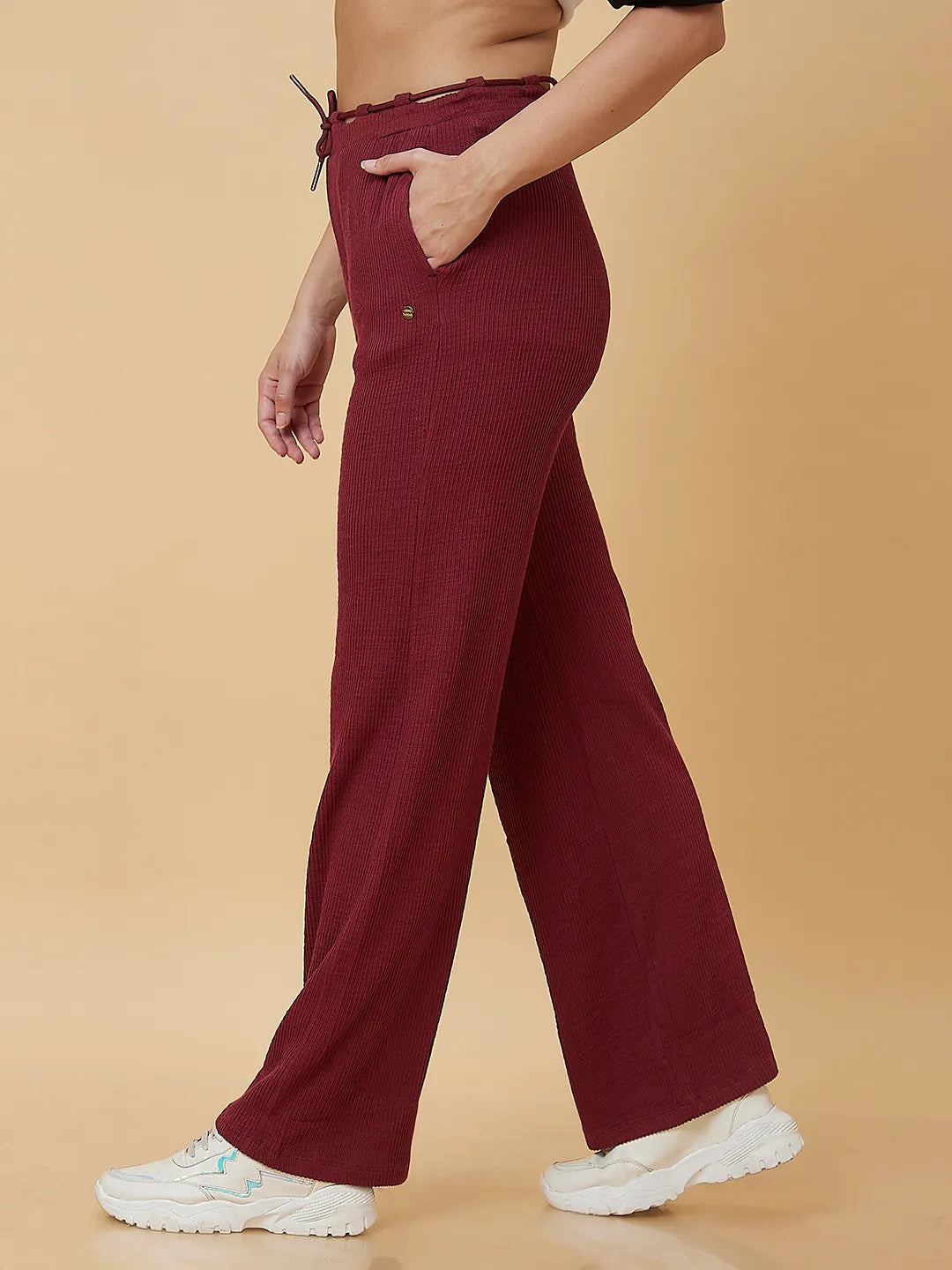 Being Human Clothing Women Wide Leg None T-Shirts Port Wine