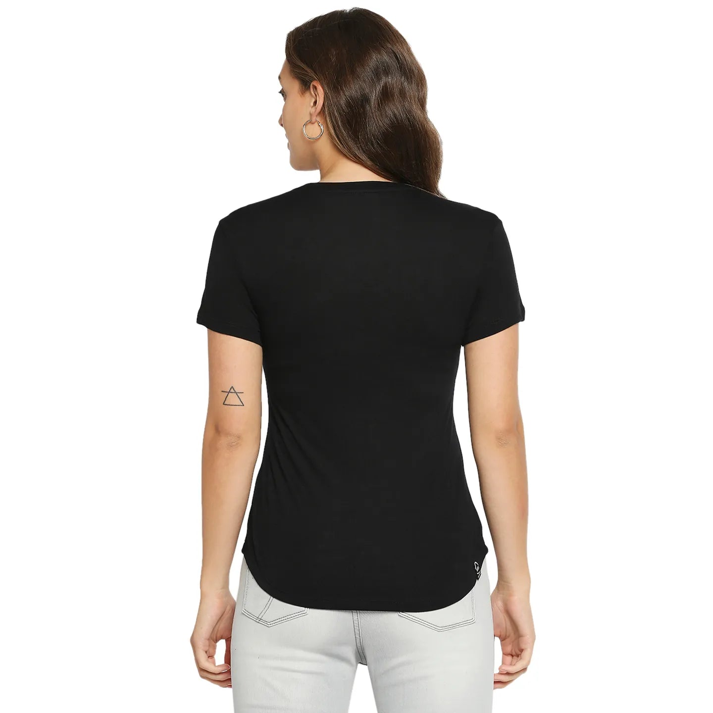 Being Human Clothing Women Easy Fit Crew Neck T-Shirts-Black