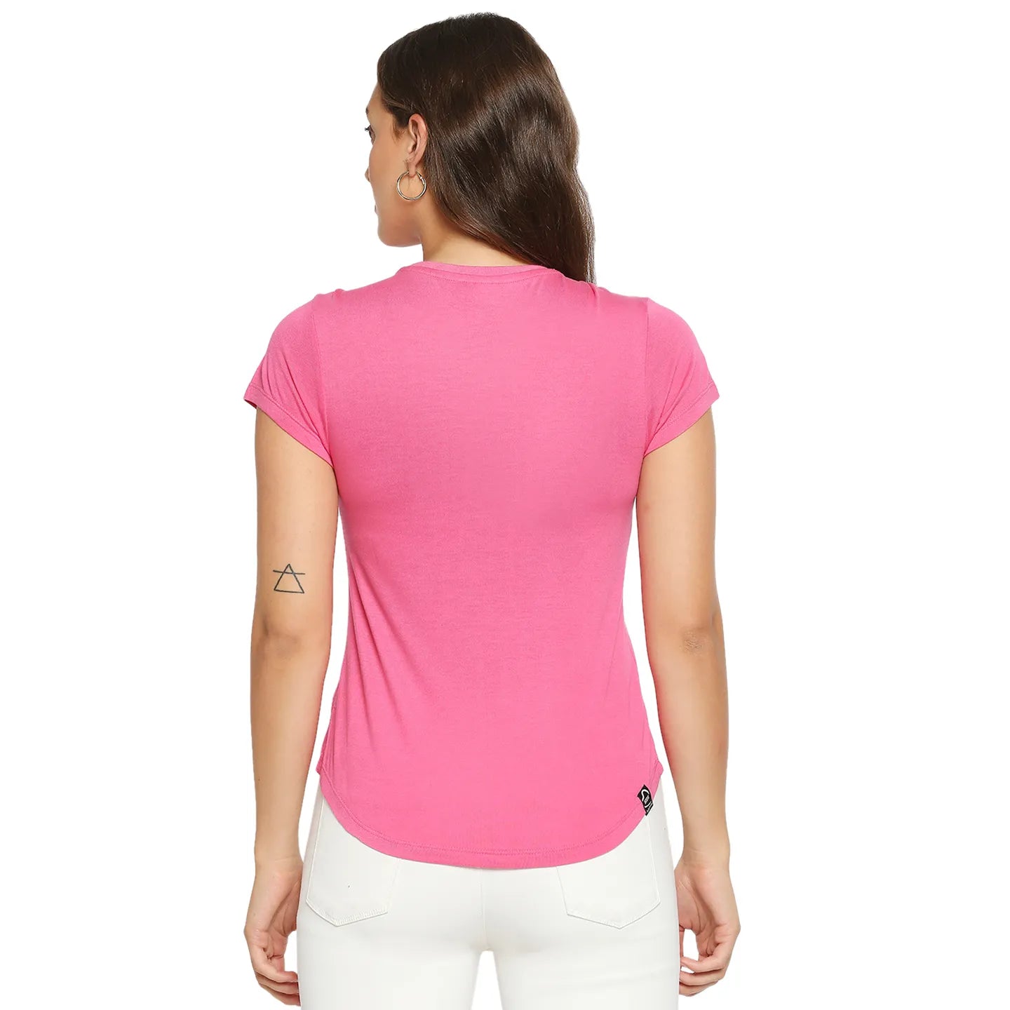 Being Human Clothing Women Easy Fit Crew Neck T-Shirts-Hot Pink