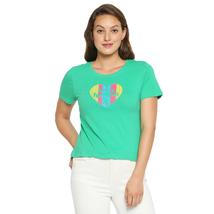 Grass Green Semi Fit Women's Cotton T-Shirt By Being Human Clothing