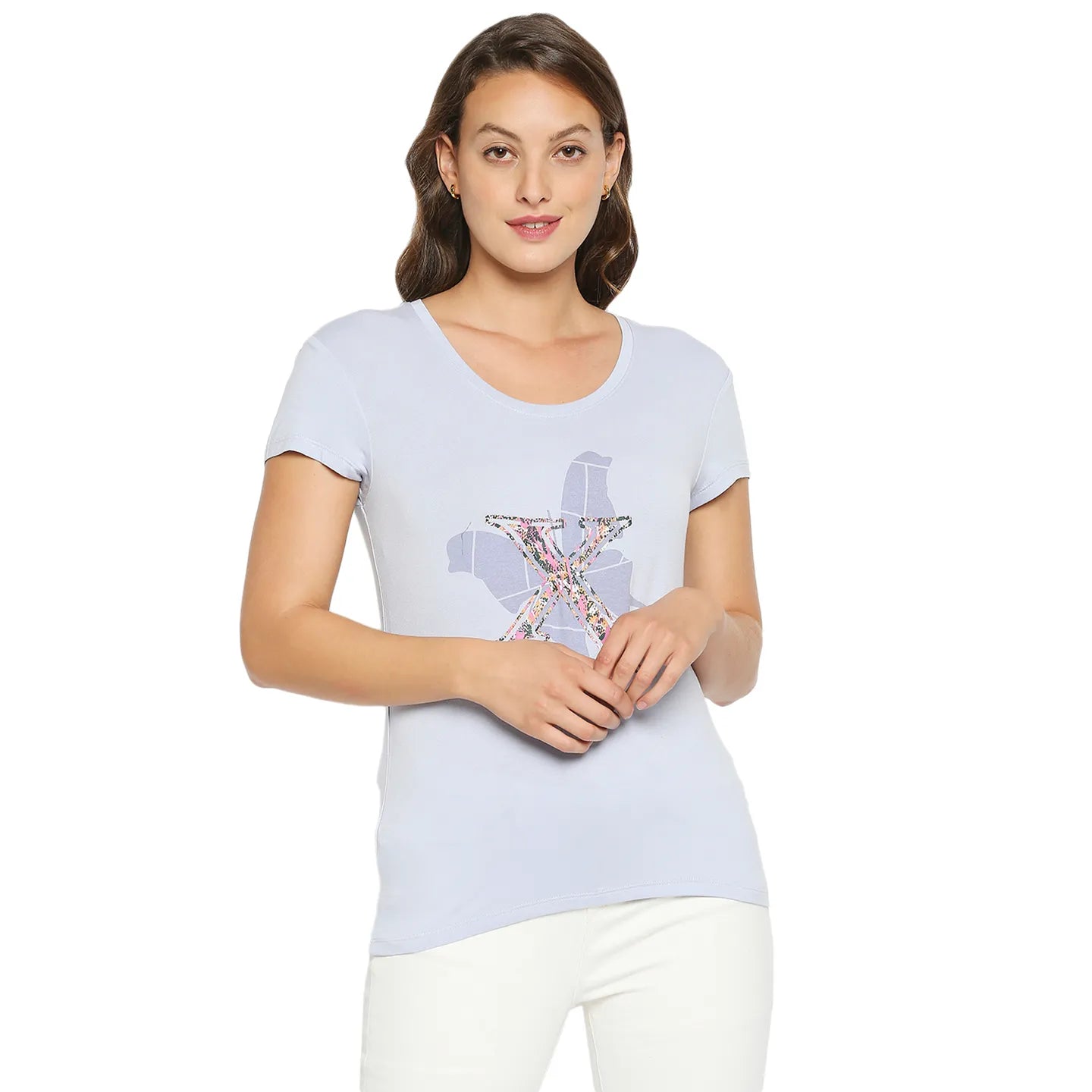 Being Human Clothing Women Easy Fit Crew Neck T-Shirts-Heather