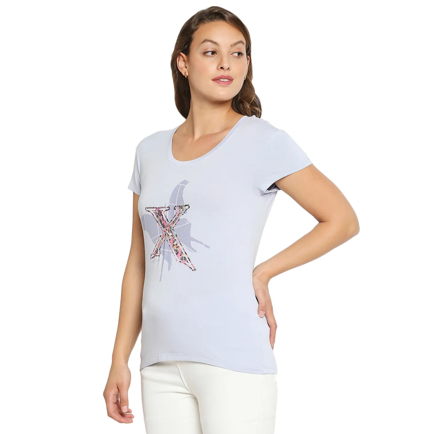 Being Human Clothing Women Easy Fit Crew Neck T-Shirts-Heather