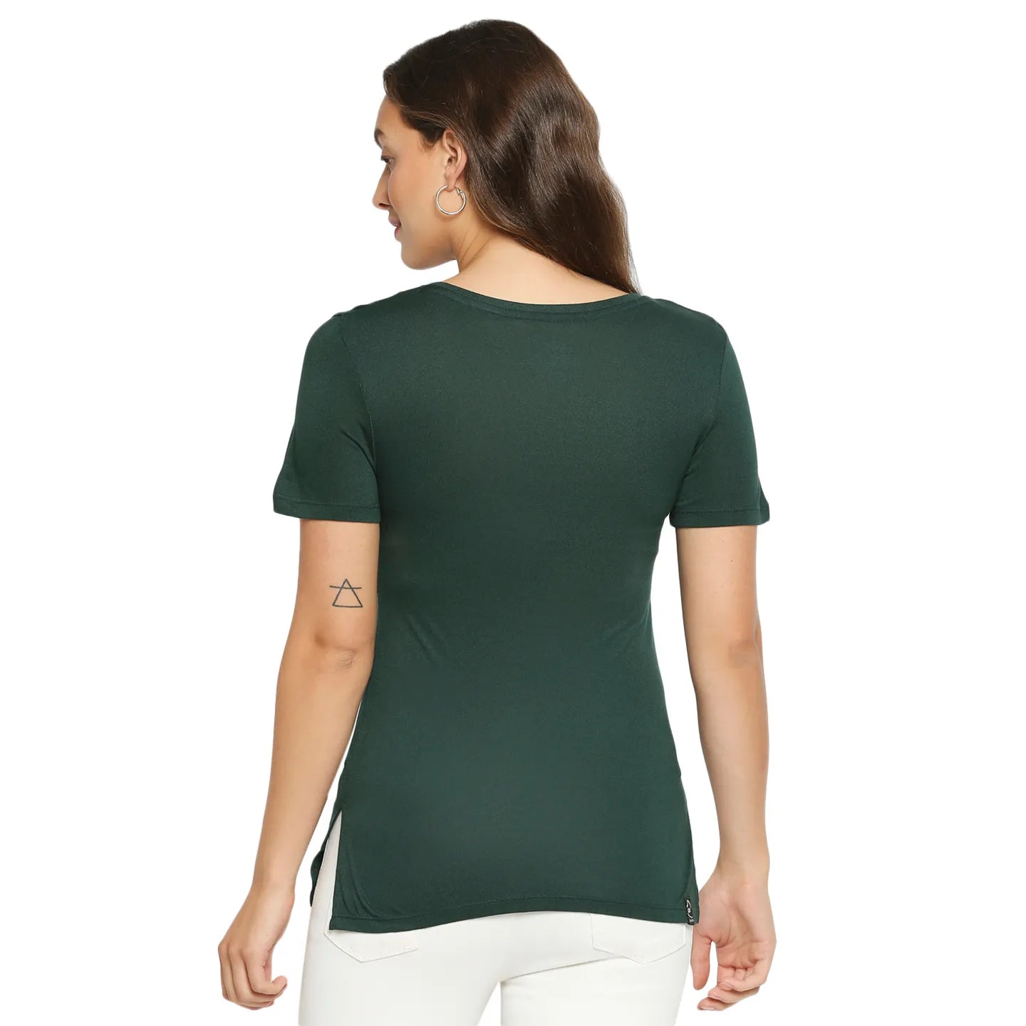 Being Human Clothing Regular Women Crew Neck T-Shirts-Forest Green