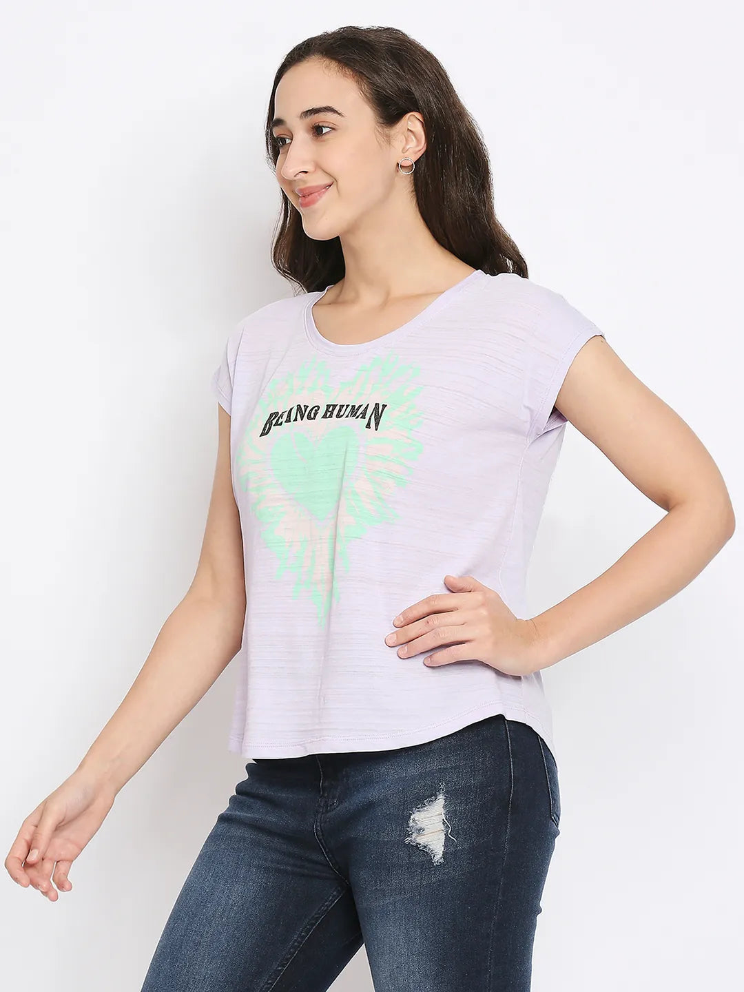 Off White Easy Fit Womens' Cotton T-Shirt By Being Human Clothing