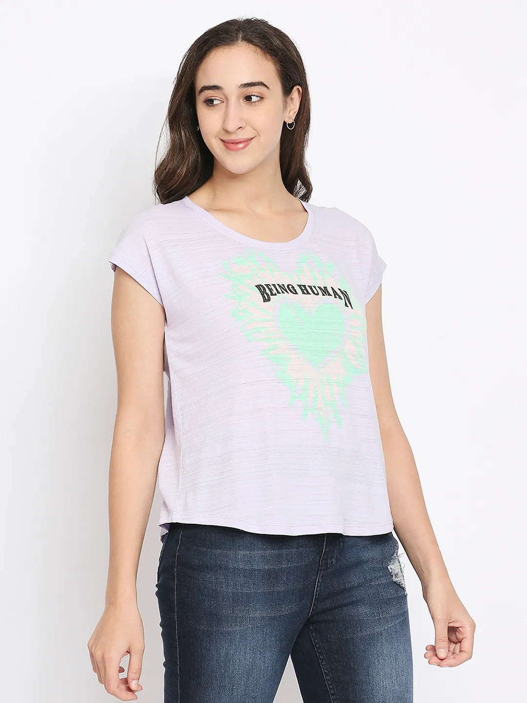 Off White Easy Fit Womens' Cotton T-Shirt By Being Human Clothing