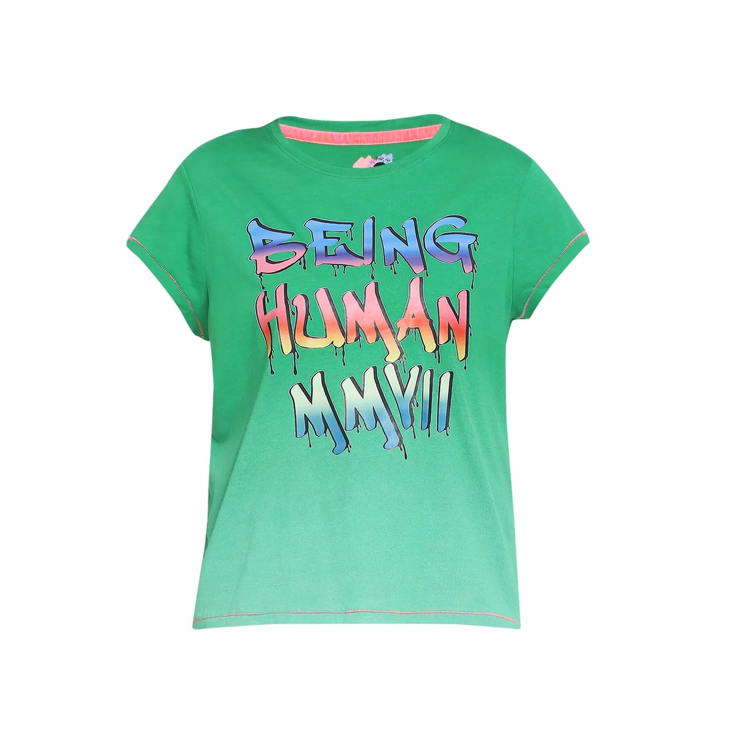 Being Human Clothing Women Easy Fit Crew Neck T-Shirts-Jolly Green