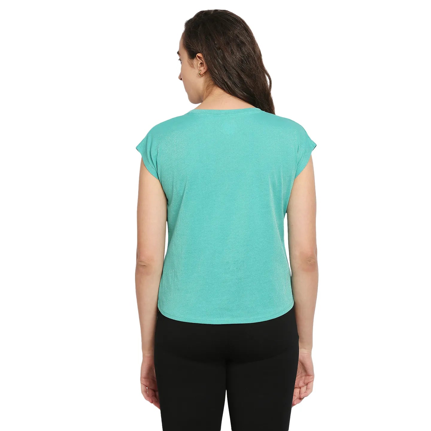 Being Human Clothing  Women Easy Fit Crew Neck T-Shirts-Green Lake