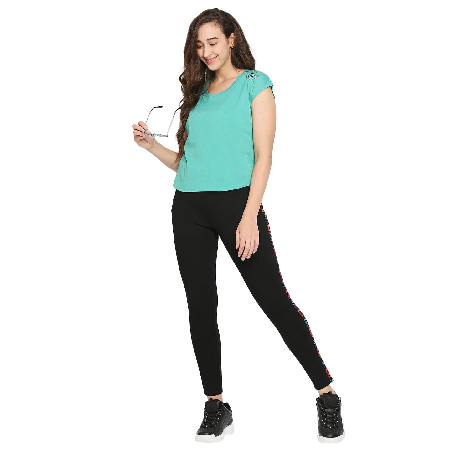 Being Human Clothing  Women Easy Fit Crew Neck T-Shirts-Green Lake