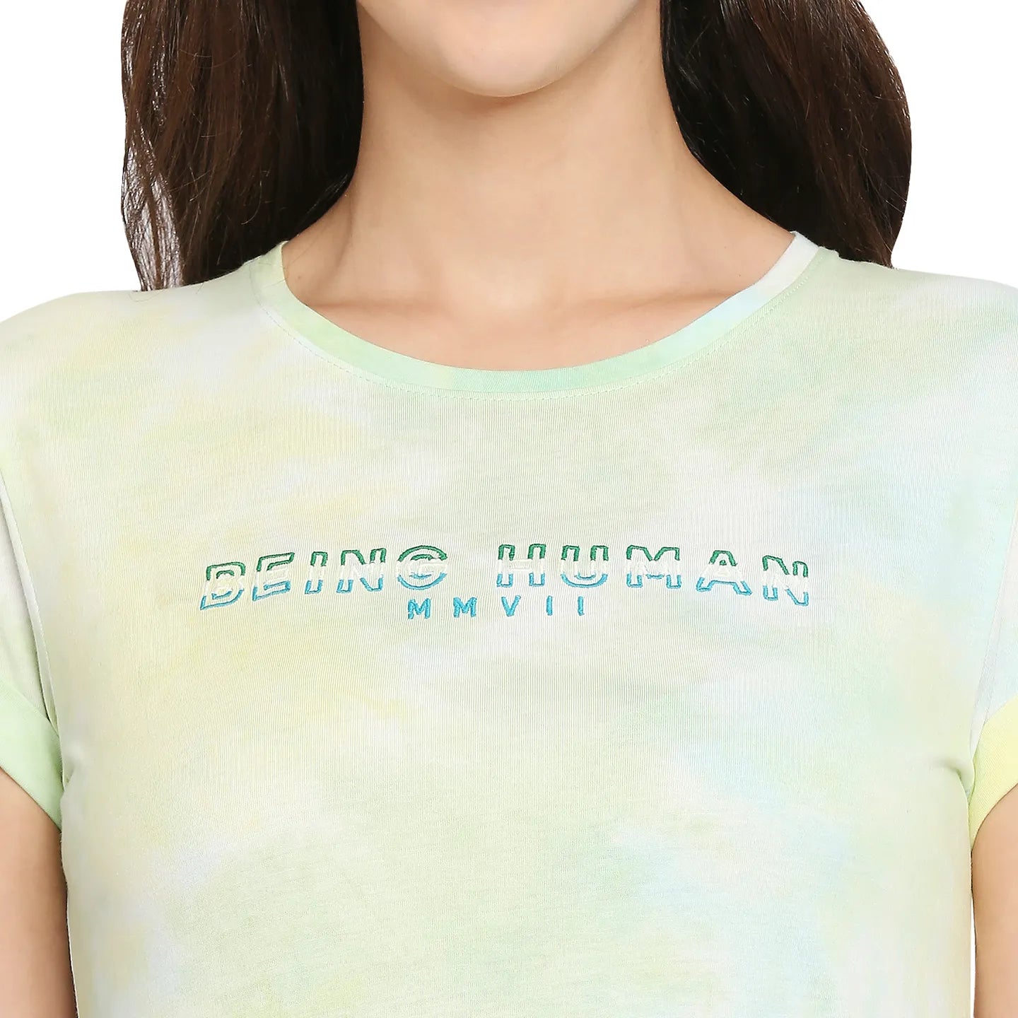 Being Human Clothing Women Easy Fit Crew Neck T-Shirts-Cadmium Green