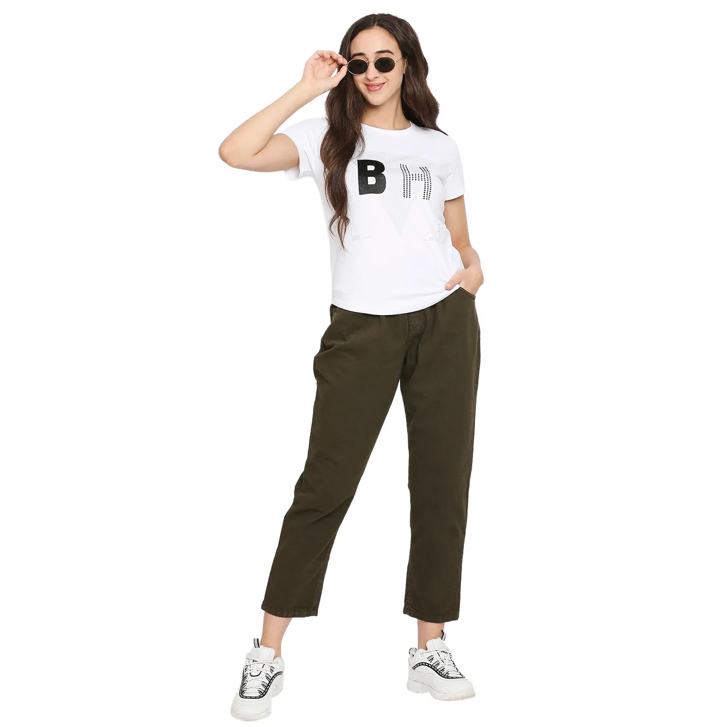 Being Human Clothing Easy Fit  Women Crew Neck T-Shirts-White