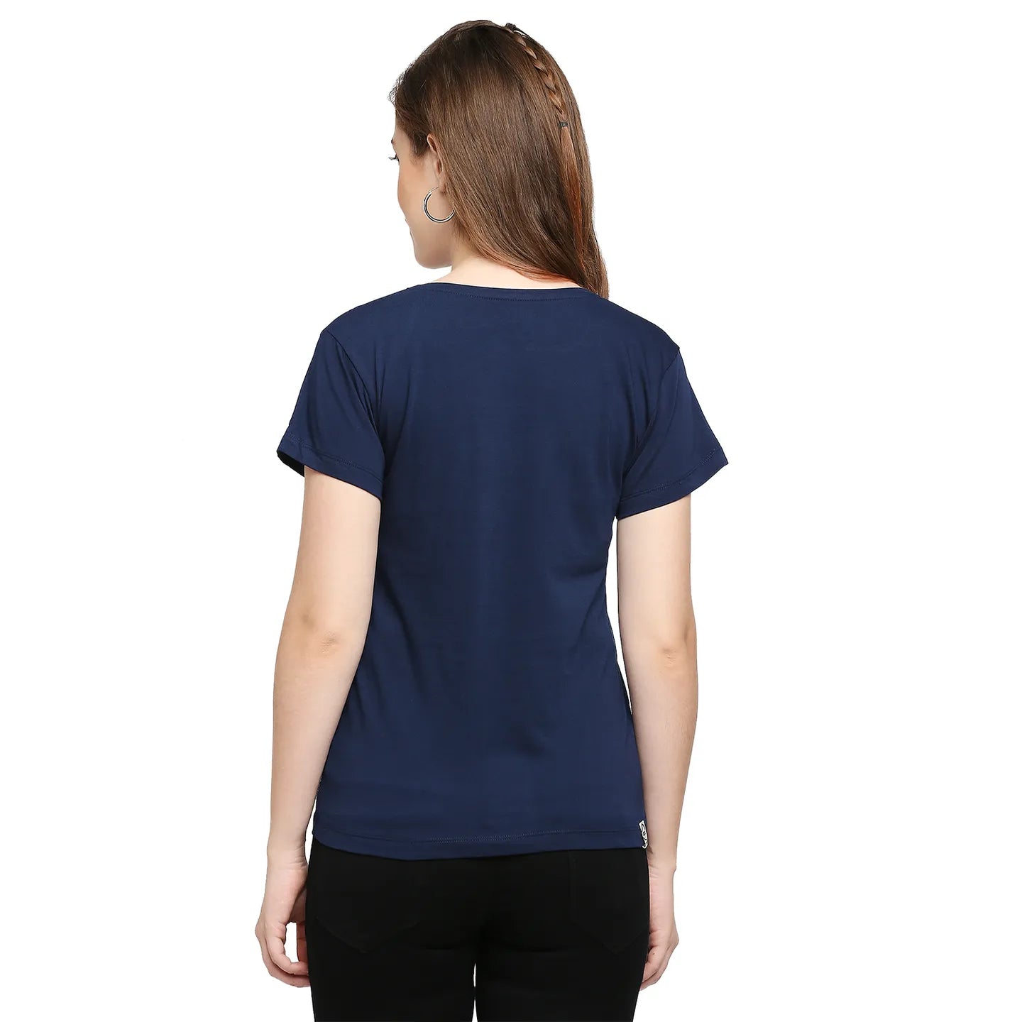 Being Human Clothing Easy Fit  Women Crew Neck T-Shirts-Midnight Navy