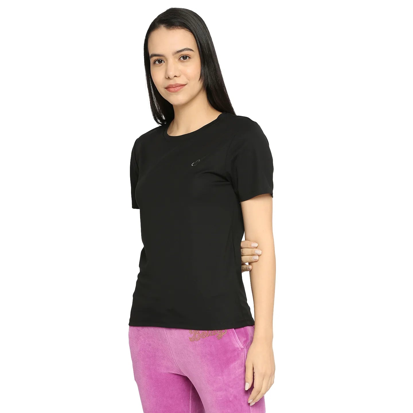 Being Human Clothing Women Crew Neck T-Shirts-Jet Black