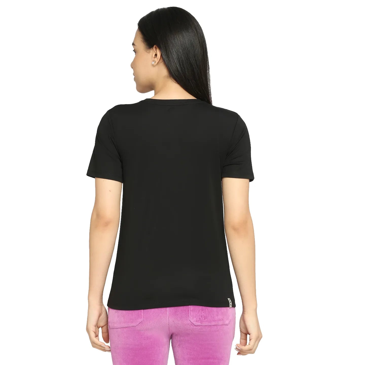 Being Human Clothing Women Crew Neck T-Shirts-Jet Black