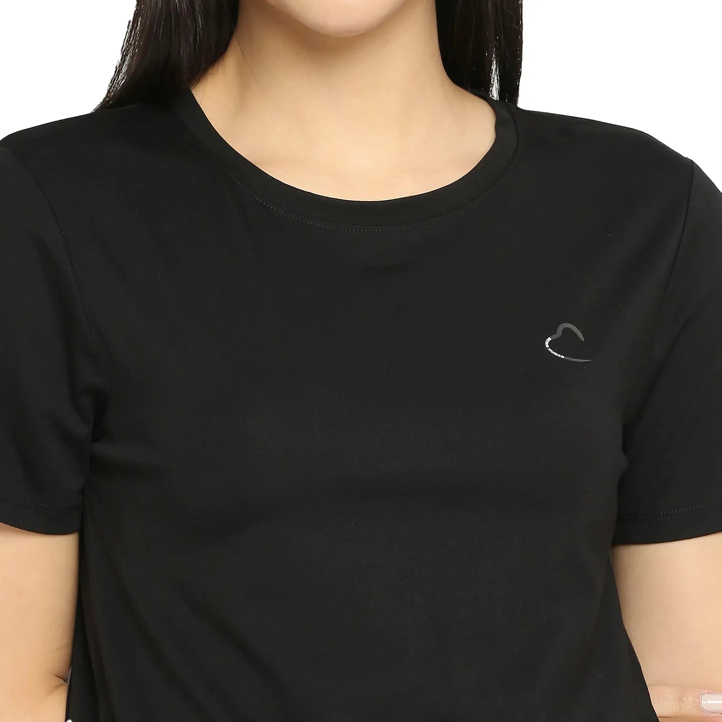 Being Human Clothing Women Crew Neck T-Shirts-Jet Black