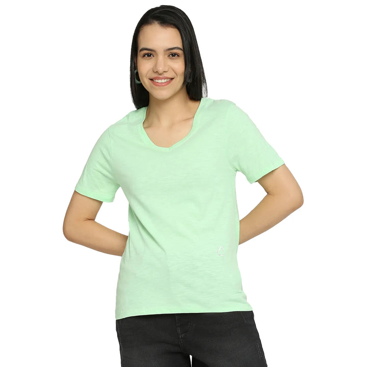 Green Semi Fit Women's Cotton T-Shirt By Being Human Clothing