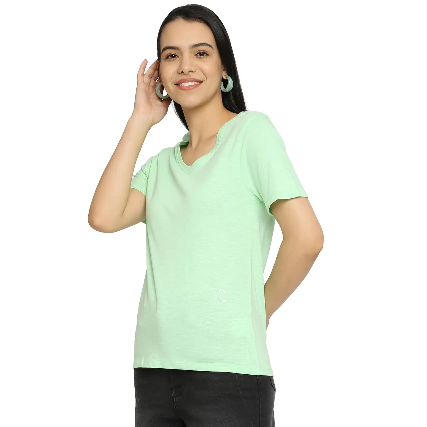 Being Human Clothing Women Crew Neck T-Shirts-Patina Green