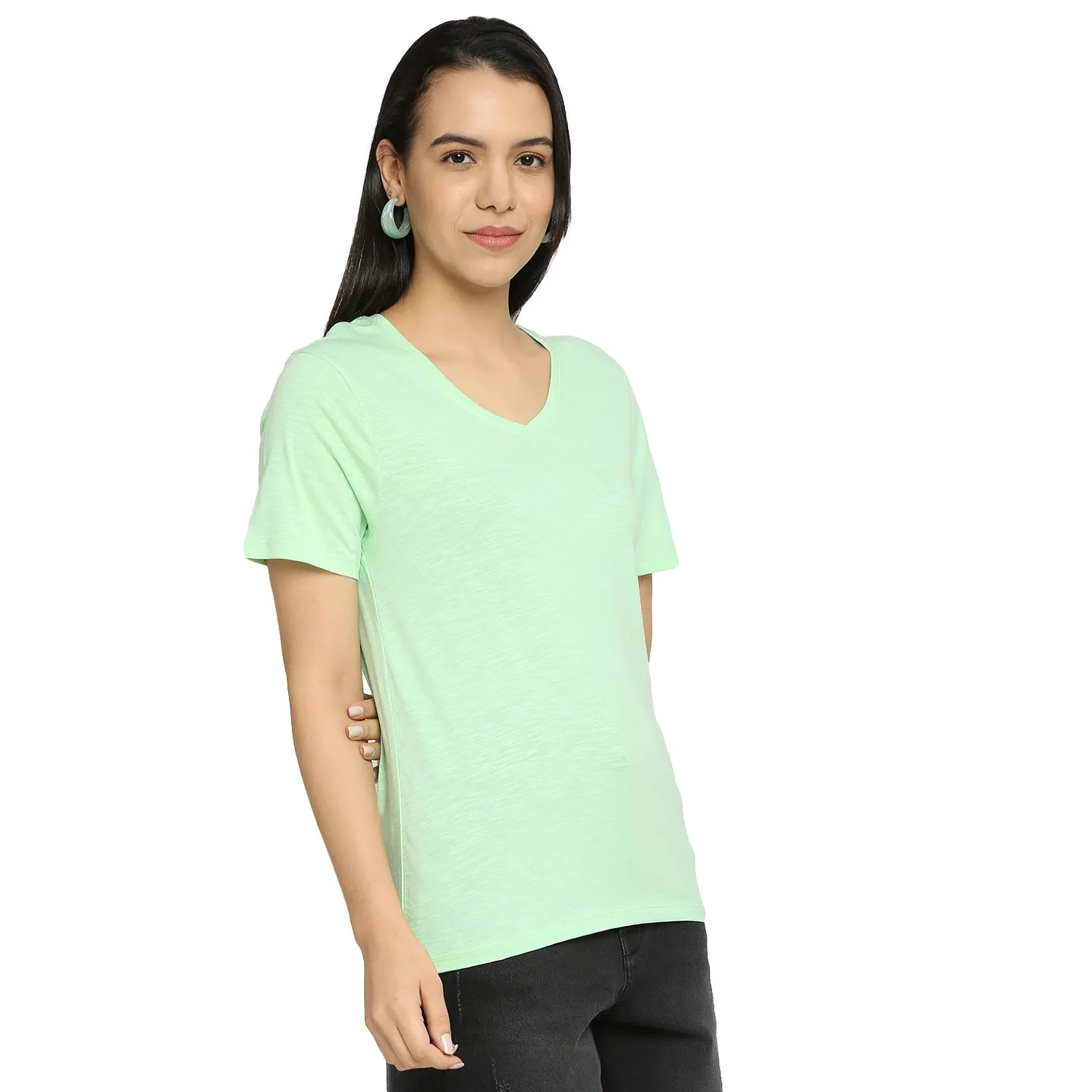 Being Human Clothing Women Crew Neck T-Shirts-Patina Green