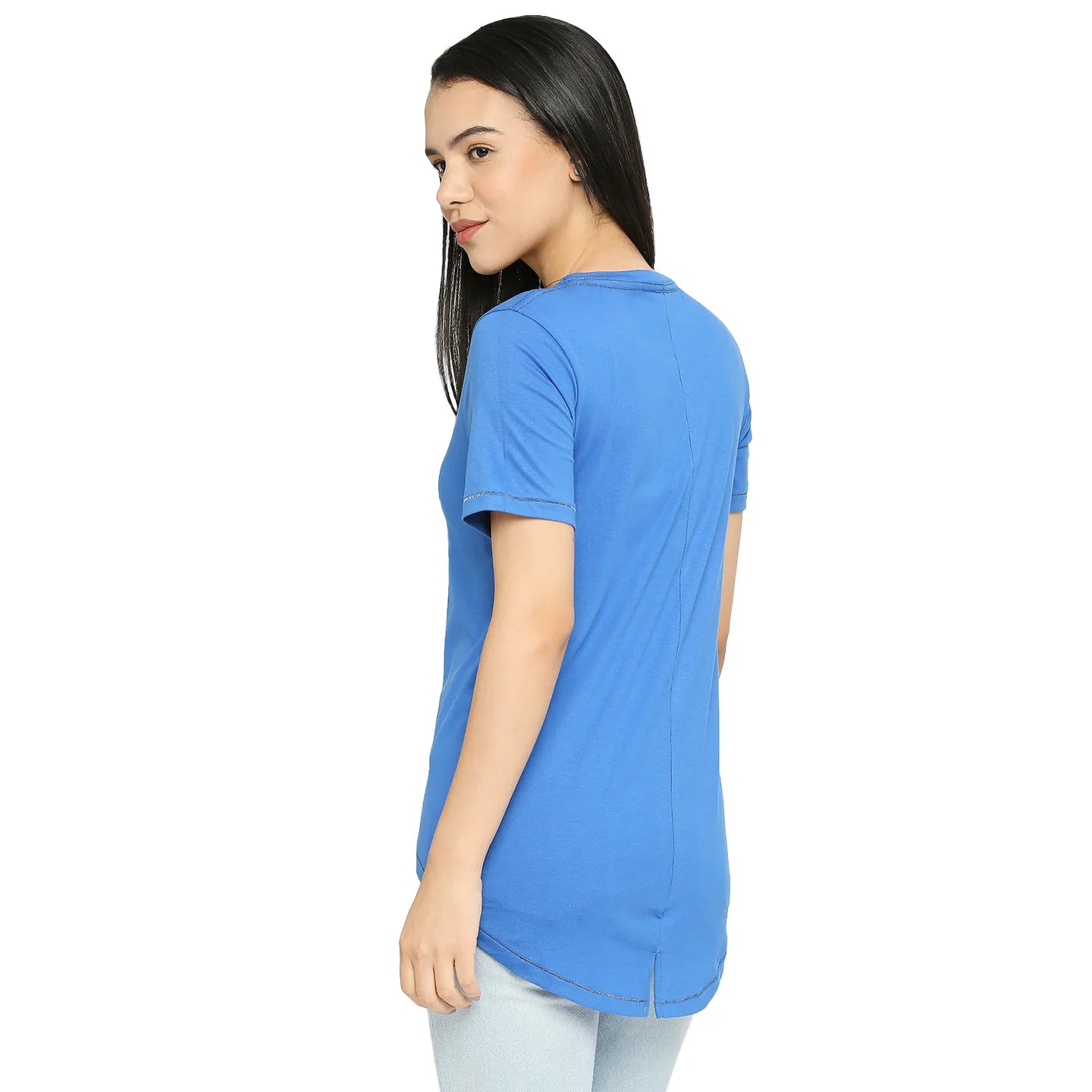 Being Human Clothing Women Crew Neck T-Shirts-Victoria Blue