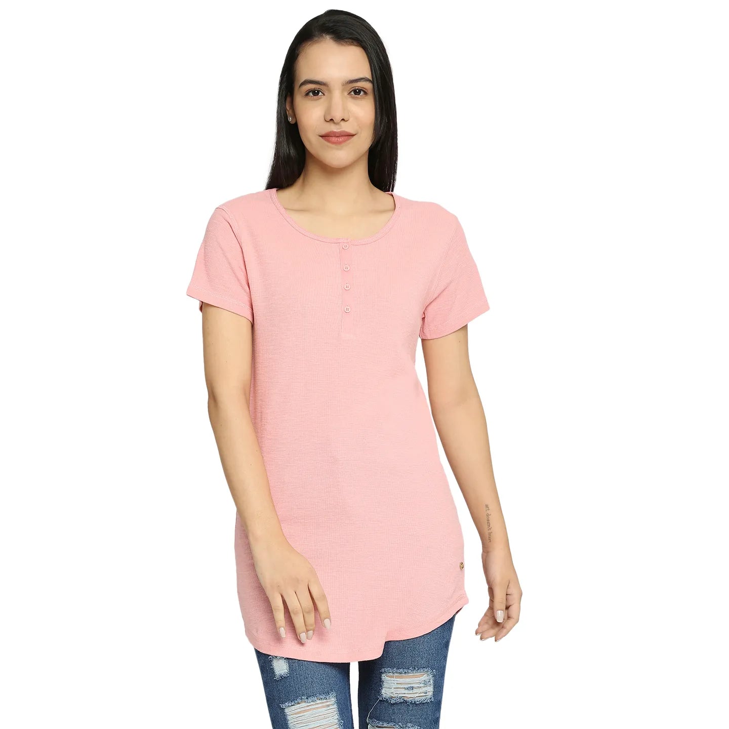 Being Human Clothing Women Easy Fit Crew Neck T-Shirts-Sweet Blossom