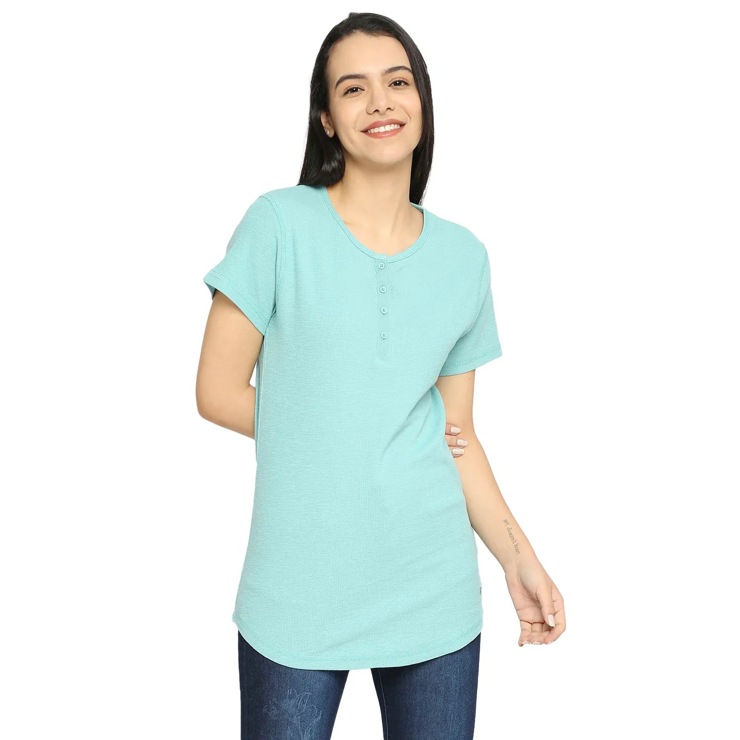 Being Human Clothing Women Easy Fit Crew Neck T-Shirts-Wasabi