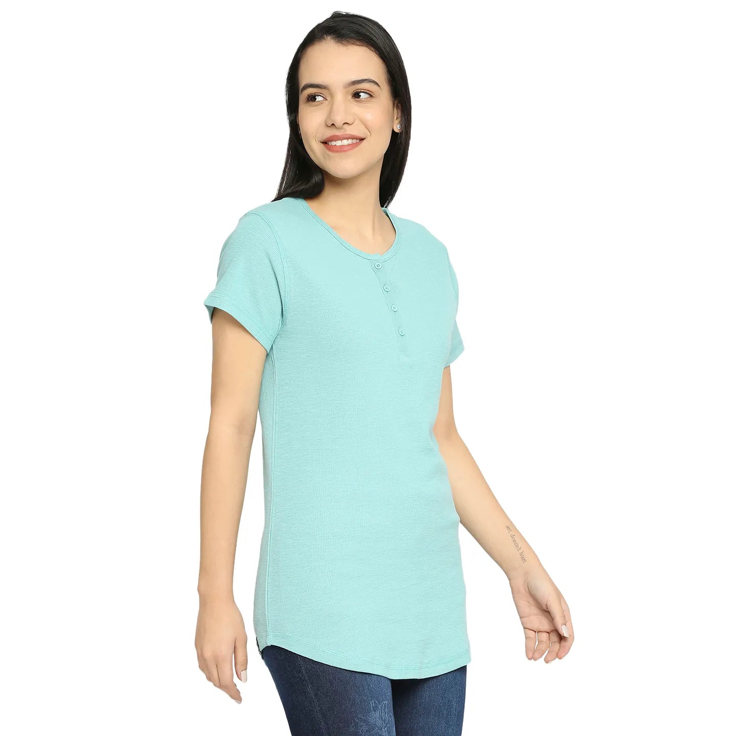 Being Human Clothing Women Easy Fit Crew Neck T-Shirts-Wasabi